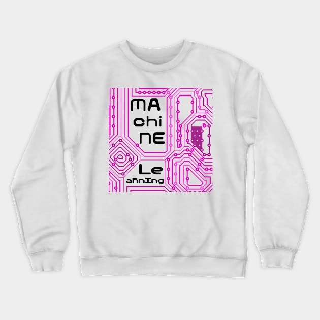 Machine Learning Computer Micro Chip Black Pink Crewneck Sweatshirt by aRtVerse